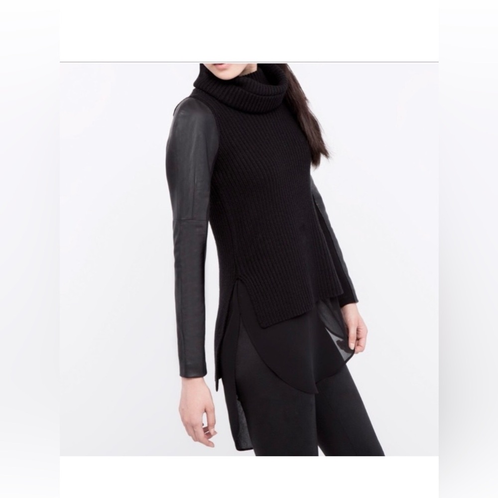 RUDSAK Black Sweater with Leather Sleeves